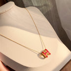 [Marin]HM CLIC RED ENAMEL GOLD NECKLACE
