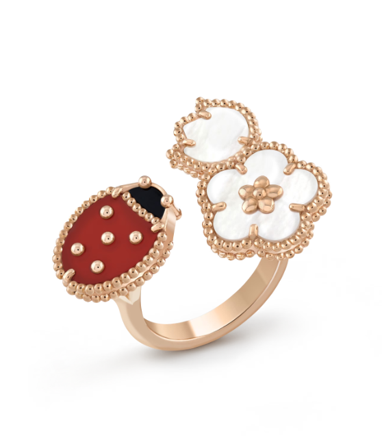[Marin]BAGUE TRÈFLE 3 MOTIFS OR ROSE
