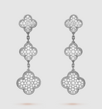 [Marin]CLOVER 3 MOTIF DIAMOND SILVER DROP EARRINGS