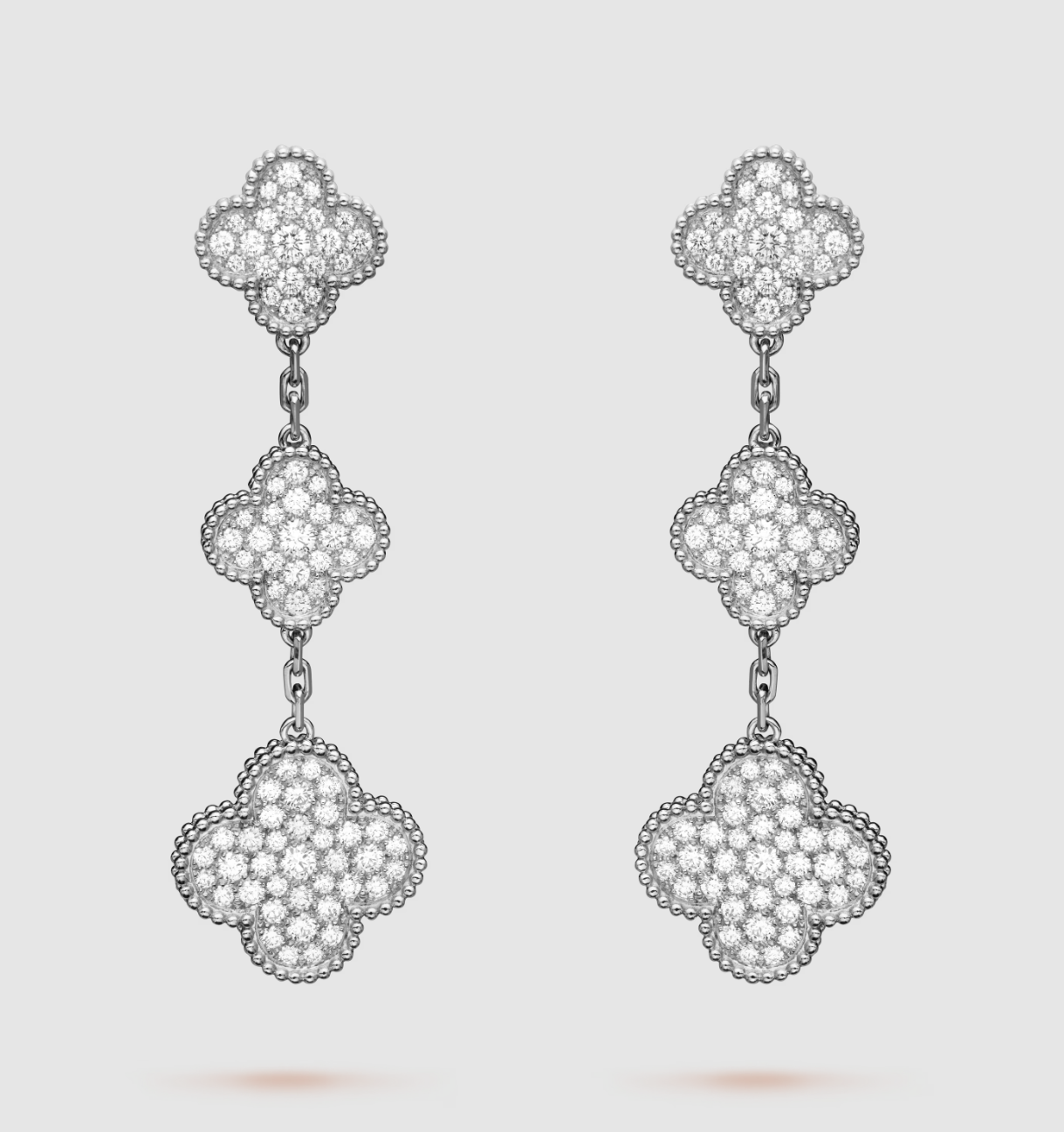 [Marin]CLOVER 3 MOTIF DIAMOND SILVER DROP EARRINGS