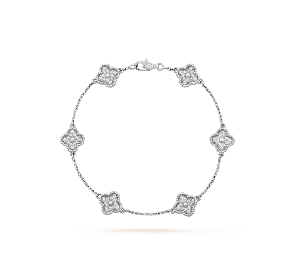 [Marin]CLOVER 6 MOTIF SILVER DIAMOND BRACELET