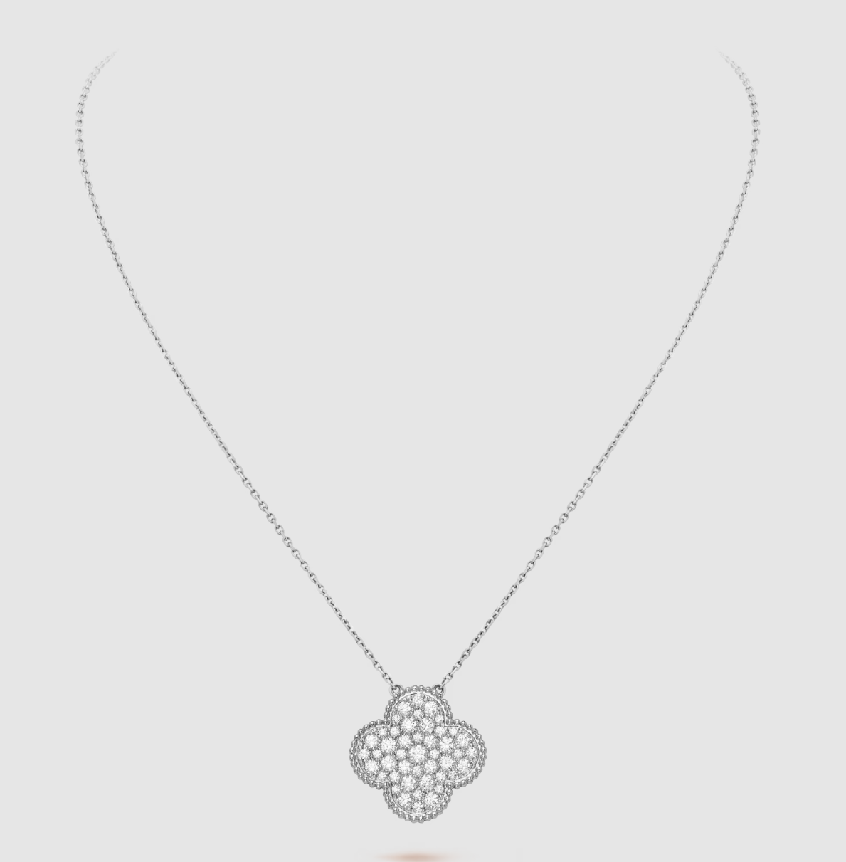 [Marin]CLOVER 25MM LARGE PENDANT DIAMOND PAVED SILVER NECKLACE