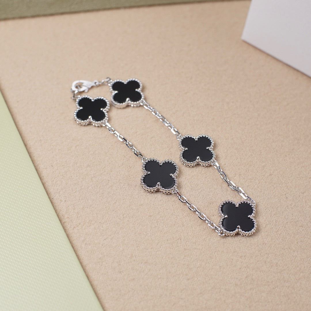 [⭐Shinejoy] COLLECTION DE BRACELETS CLOVER 5 MOTIFS ONYX