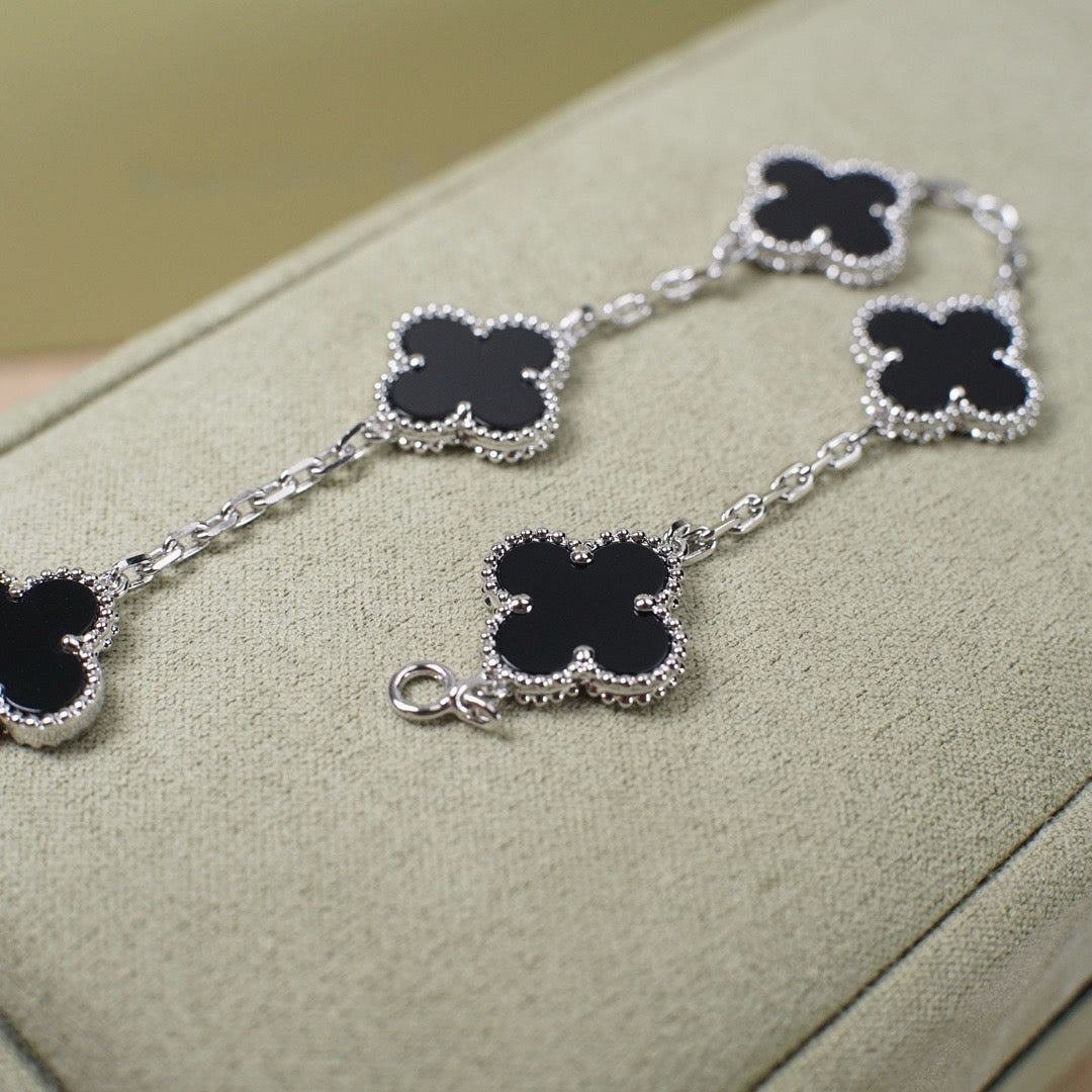[⭐Shinejoy] COLLECTION DE BRACELETS CLOVER 5 MOTIFS ONYX