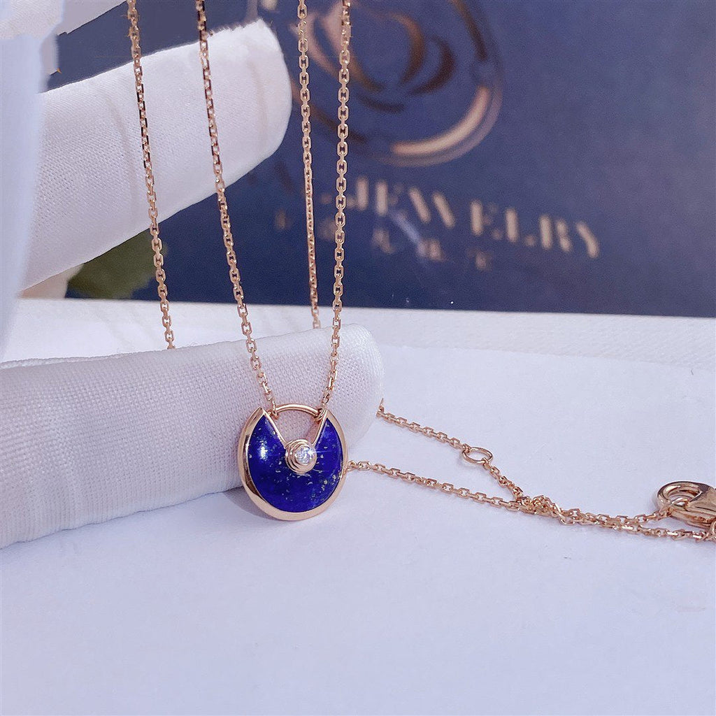[Marin]AMULETTE ROSE GOLD AGATE NECKLACE