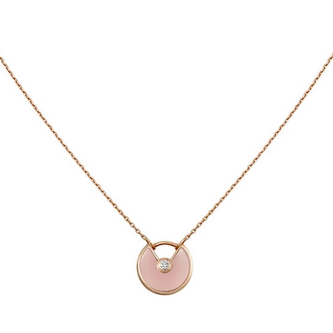 [Marin]AMULETTE ROSE GOLD PINK MOP NECKLACE