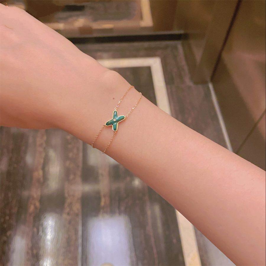 [Marin]JEUX BRACELET MALACHITE PINK GOLD 1 DIAMOND