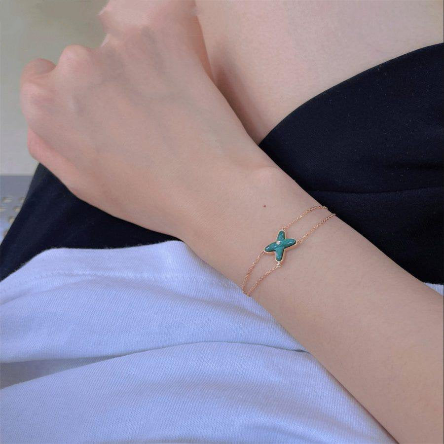 [Marin]JEUX BRACELET MALACHITE PINK GOLD 1 DIAMOND