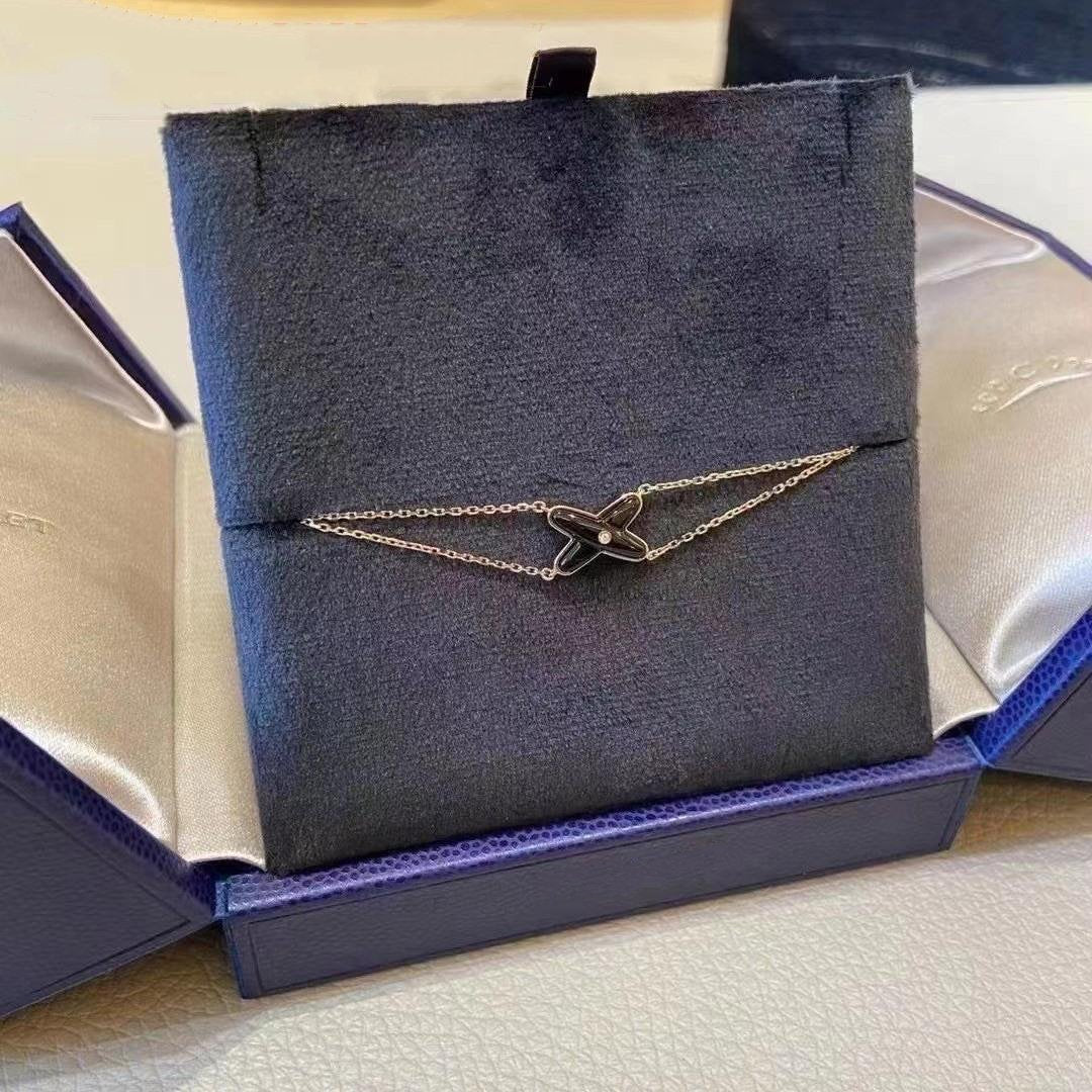 [Marin]JEUX BRACELET ONYX PINK GOLD 1 DIAMOND