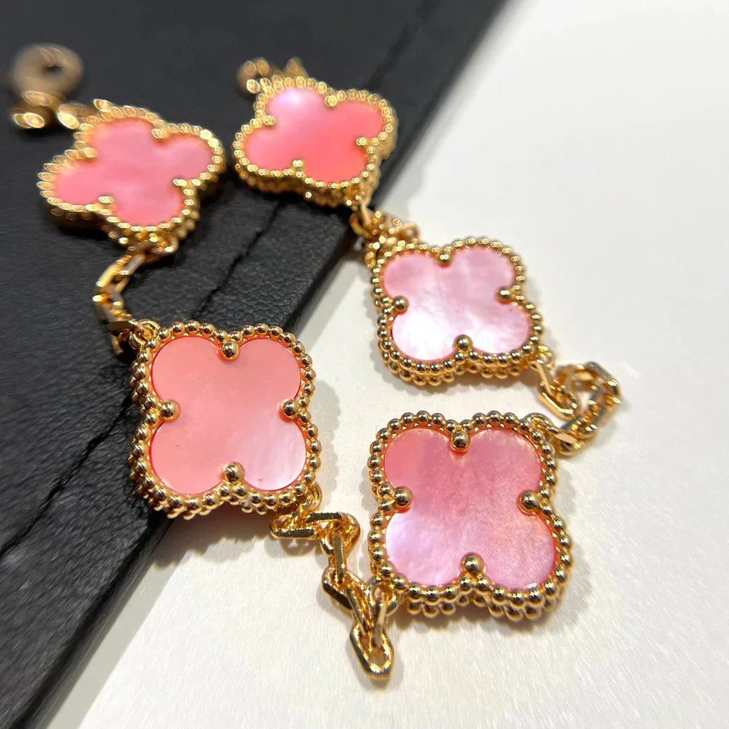 [⭐Shinejoy] BRACELET TRÈFLE À 5 MOTIFS EN NACRE ROSE COLLECTION