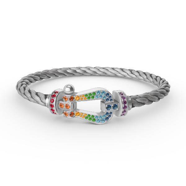 [Marin]FORC LARGE HORSESHOE  COLORED DIAMOND BRACELET SILVER