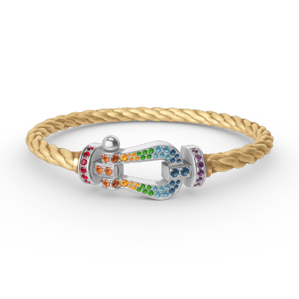 [Marin]FORC LARGE HORSESHOE  COLORED DIAMOND BRACELET SILVER