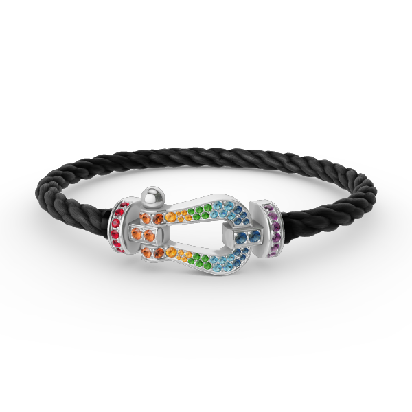 [Marin]FORC LARGE HORSESHOE  COLORED DIAMOND BRACELET SILVER