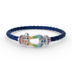 [Marin]FORC LARGE HORSESHOE  COLORED DIAMOND BRACELET SILVER