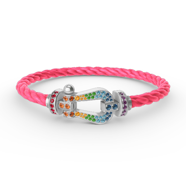 [Marin]FORC LARGE HORSESHOE  COLORED DIAMOND BRACELET SILVER
