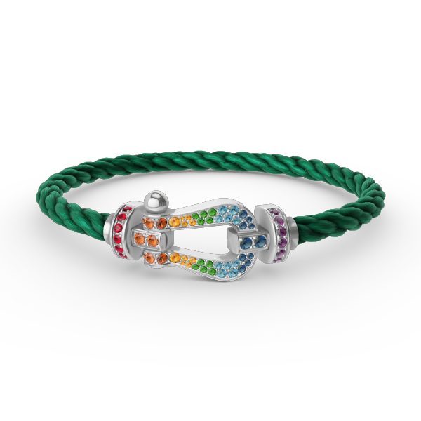 [Marin]FORC LARGE HORSESHOE  COLORED DIAMOND BRACELET SILVER