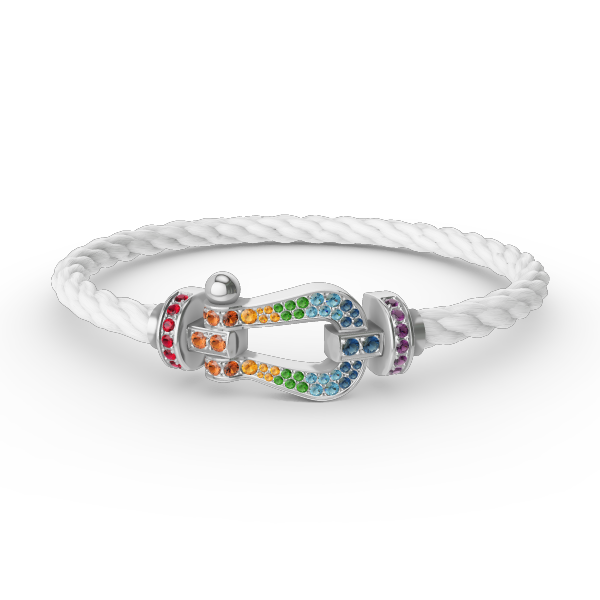 [Marin]FORC LARGE HORSESHOE  COLORED DIAMOND BRACELET SILVER