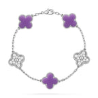 [⭐Shinejoy]BRACELET CLOVER 5 MOTIFS VIOLET CLAIR COLLECTION