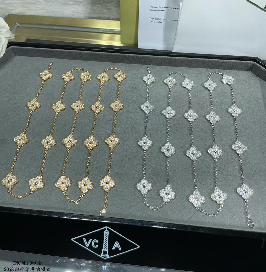 [Marin]CLOVER 20 MOTIFS FULL-DIAMOND NECKLACE