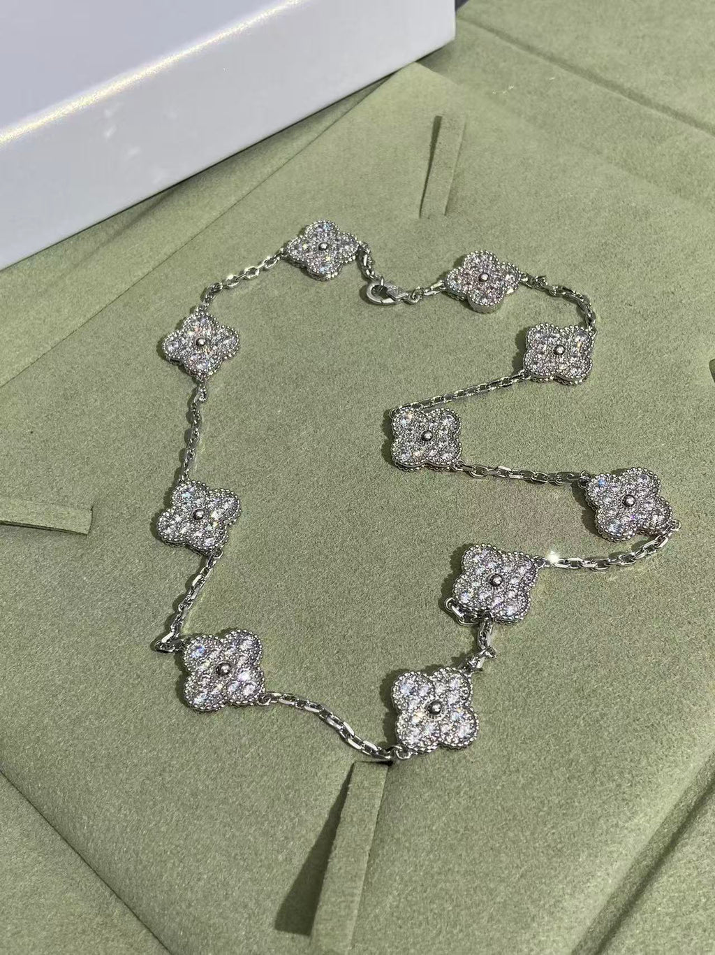 [Marin Jewelry]クローバー10モチーフ フルダイヤモンドネックレス