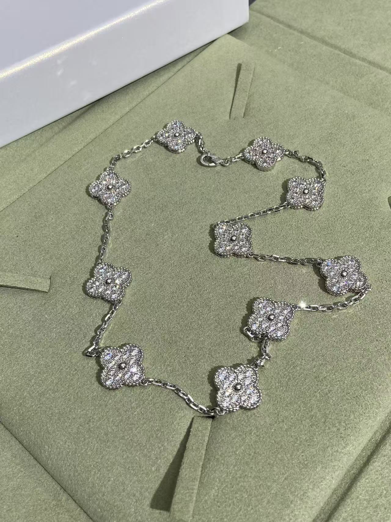 [Marin Jewelry]クローバー10モチーフ フルダイヤモンドネックレス