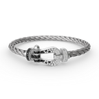 [Marin]FORCE LARGE HORSESHOE BLACK WHITE DIAMOND BRACELET SILVER
