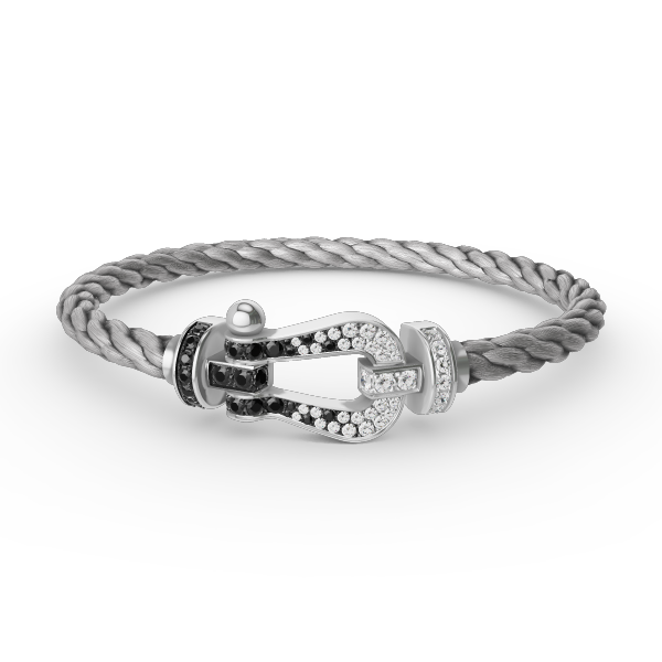[Marin]FORCE LARGE HORSESHOE BLACK WHITE DIAMOND BRACELET SILVER