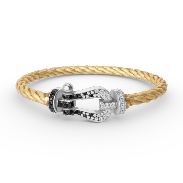 [Marin]FORCE LARGE HORSESHOE BLACK WHITE DIAMOND BRACELET SILVER