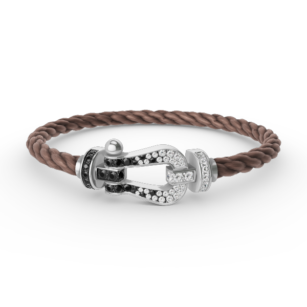 [Marin]FORCE LARGE HORSESHOE BLACK WHITE DIAMOND BRACELET SILVER