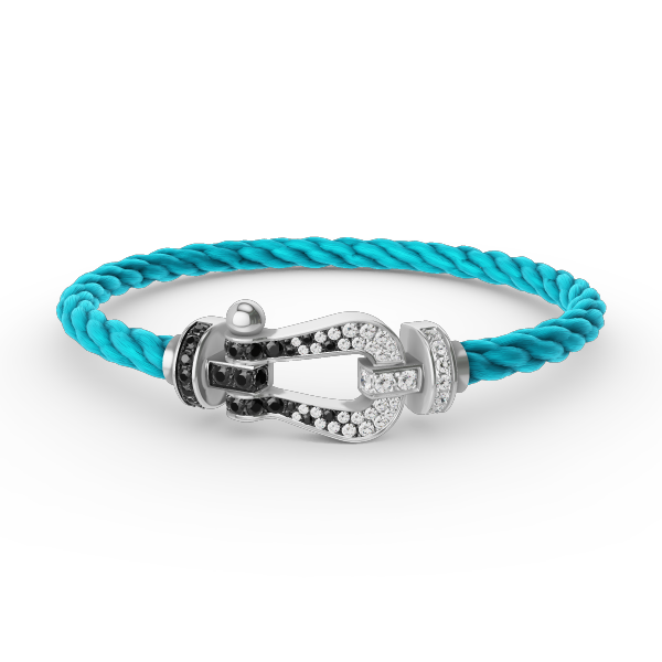 [Marin]FORCE LARGE HORSESHOE BLACK WHITE DIAMOND BRACELET SILVER
