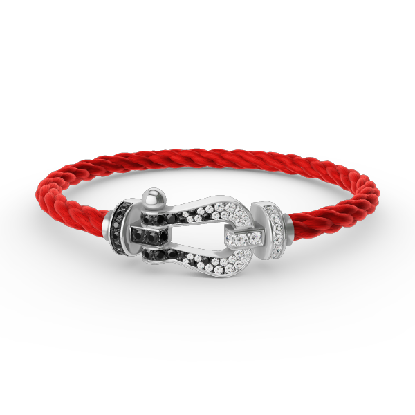 [Marin]FORCE LARGE HORSESHOE BLACK WHITE DIAMOND BRACELET SILVER