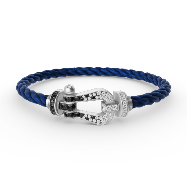 [Marin]FORCE LARGE HORSESHOE BLACK WHITE DIAMOND BRACELET SILVER