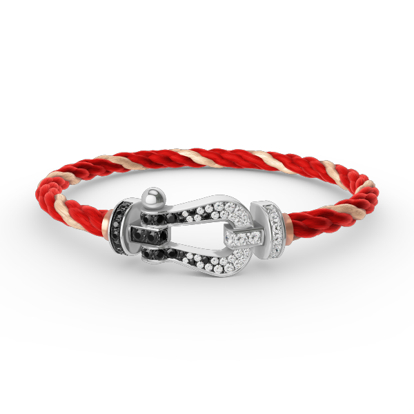 [Marin]FORCE LARGE HORSESHOE BLACK WHITE DIAMOND BRACELET SILVER