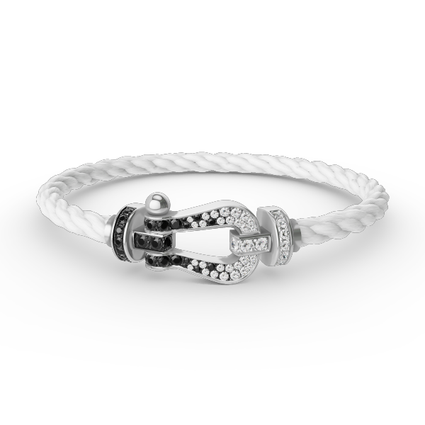 [Marin]FORCE LARGE HORSESHOE BLACK WHITE DIAMOND BRACELET SILVER