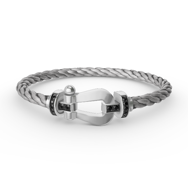 [Marin]FORCE LARGE HORSESHOE BLACK DIAMOND BRACELET SILVER