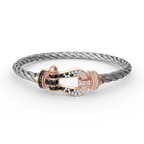 [Marin]FORCE LARGE HORSESHOE BLACK WHITE DIAMOND BRACELET ROSE GOLD