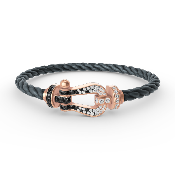 [Marin]FORCE LARGE HORSESHOE BLACK WHITE DIAMOND BRACELET ROSE GOLD