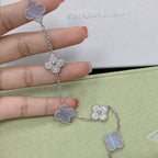 [⭐Shinejoy] CLOVER 5 MOTIF PURPLE CHALCEDONY BRACELET COLLECTION