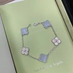 [⭐Shinejoy] CLOVER 5 MOTIF PURPLE CHALCEDONY BRACELET COLLECTION