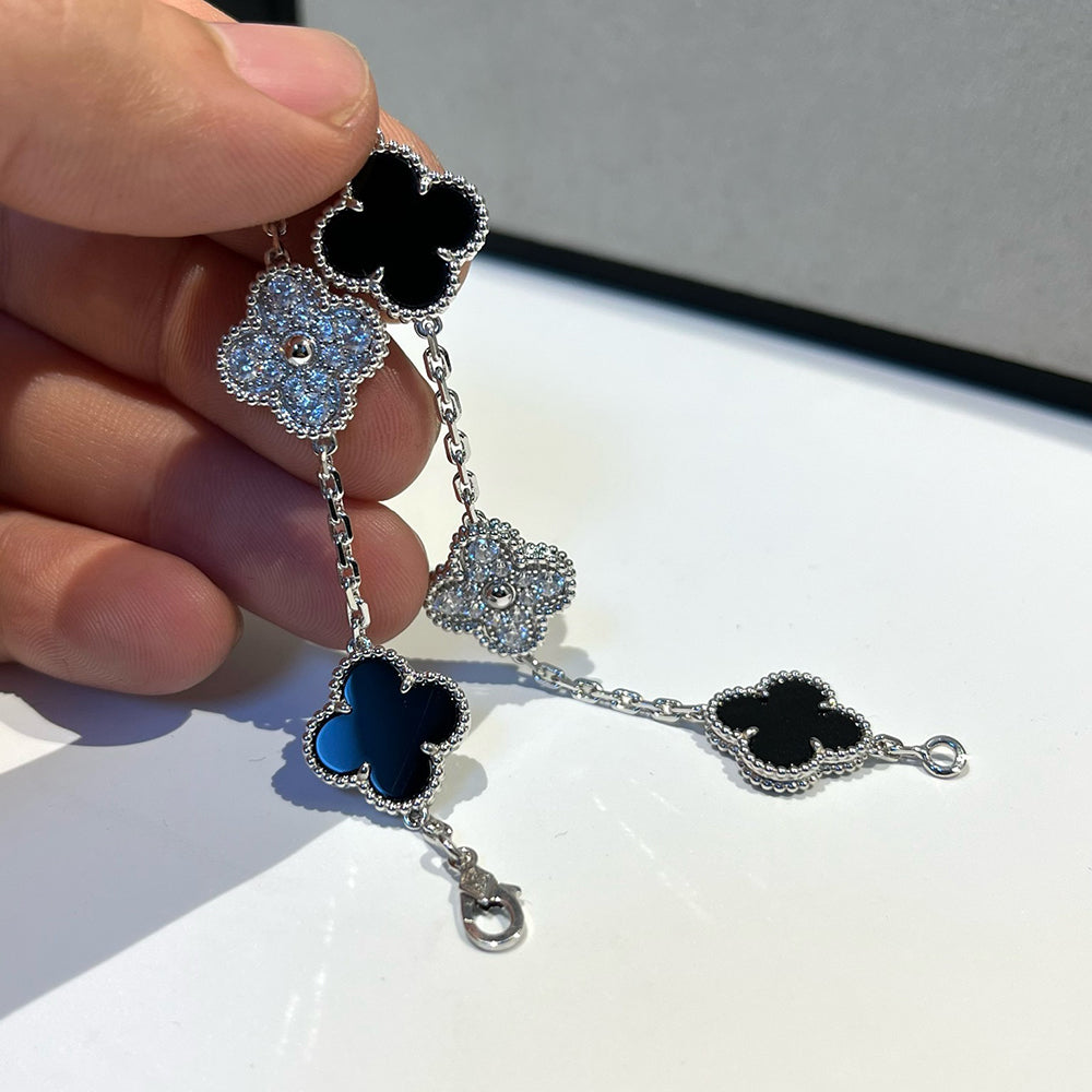 [⭐Shinejoy] COLLECTION DE BRACELETS CLOVER 5 MOTIFS ONYX