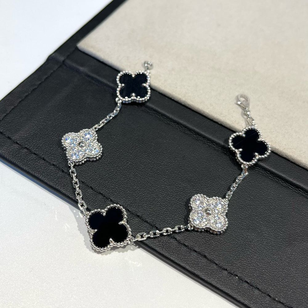[⭐Shinejoy] COLLECTION DE BRACELETS CLOVER 5 MOTIFS ONYX