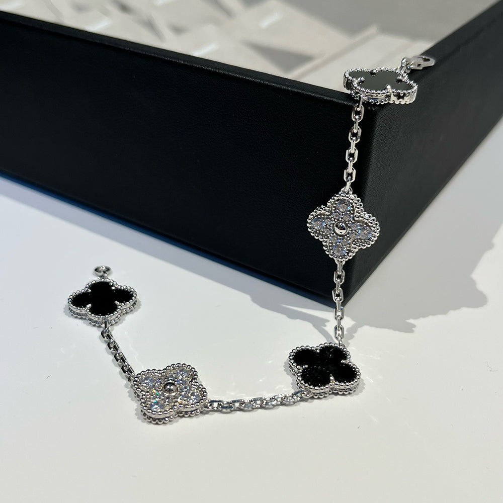 [⭐Shinejoy] COLLECTION DE BRACELETS CLOVER 5 MOTIFS ONYX