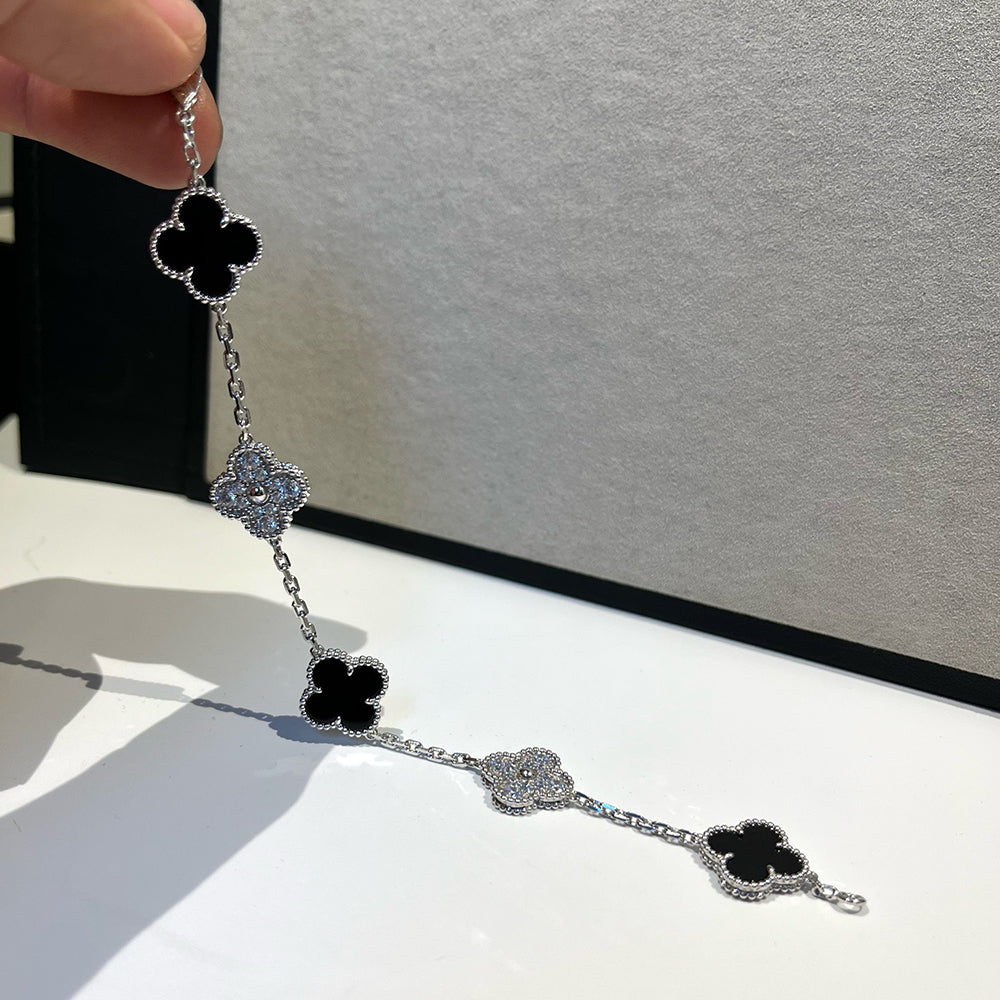 [⭐Shinejoy] COLLECTION DE BRACELETS CLOVER 5 MOTIFS ONYX