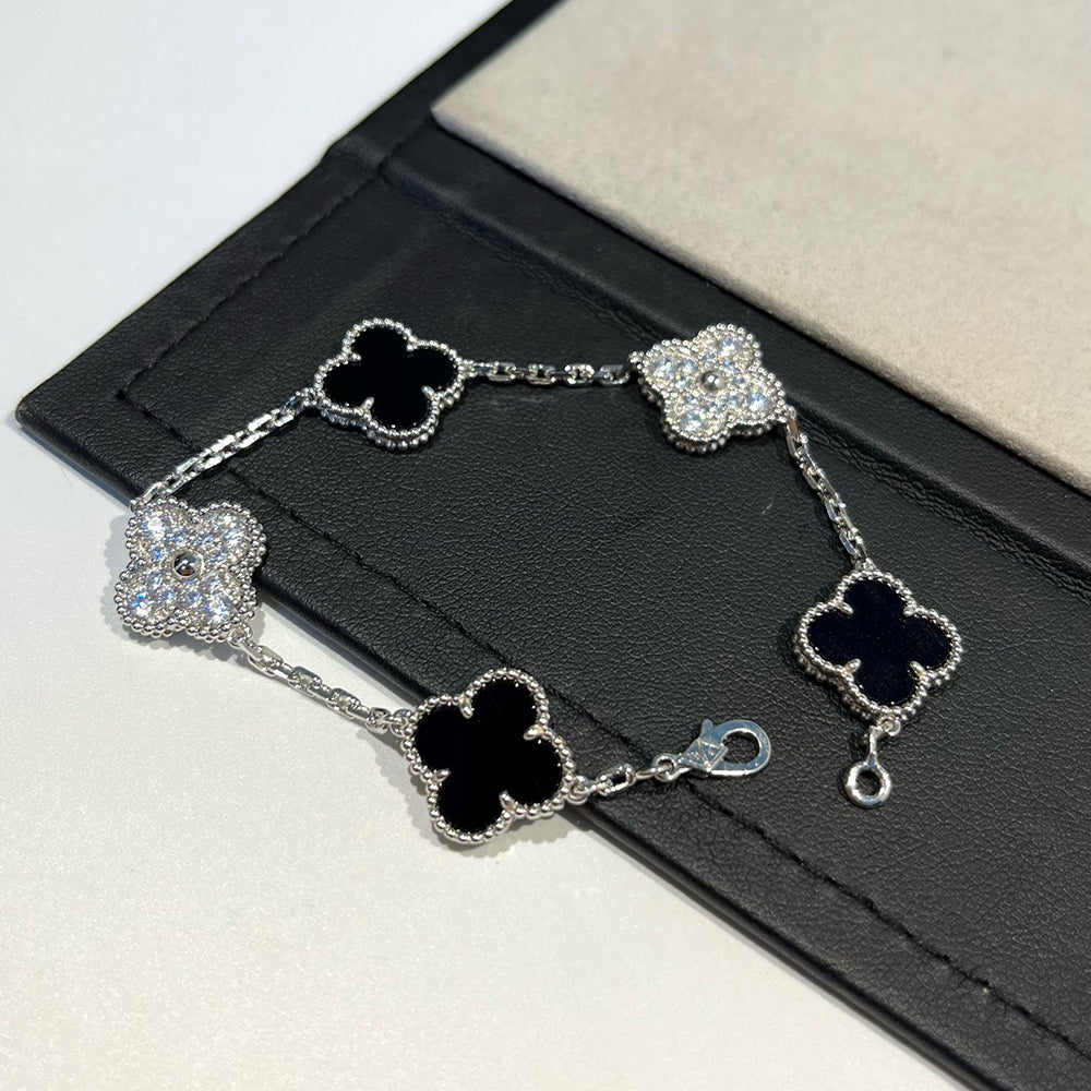 [⭐Shinejoy] COLLECTION DE BRACELETS CLOVER 5 MOTIFS ONYX
