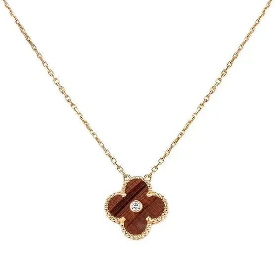 [Marin]CLOVER Collier 15MM DIAMANT ET AGATE ŒIL DE TIGRE JAUNE