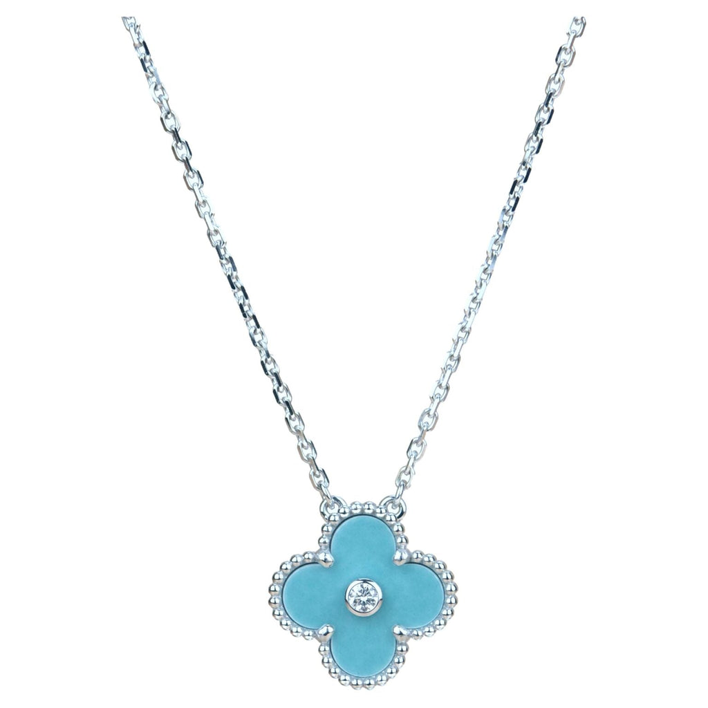 [Marin]COLLIER CLOVER 15MM DIAMOND PORCELAINE SVRES ARGENT