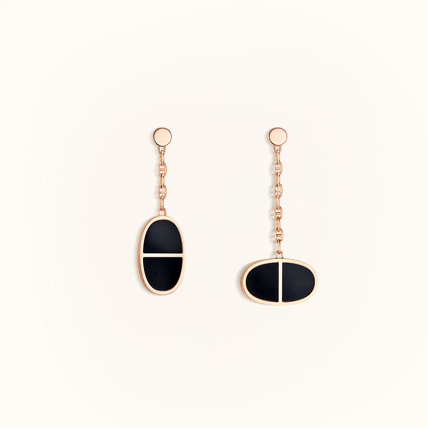 [Marin]CHAINE VERSO BLACK CERAMIC EARRINGS