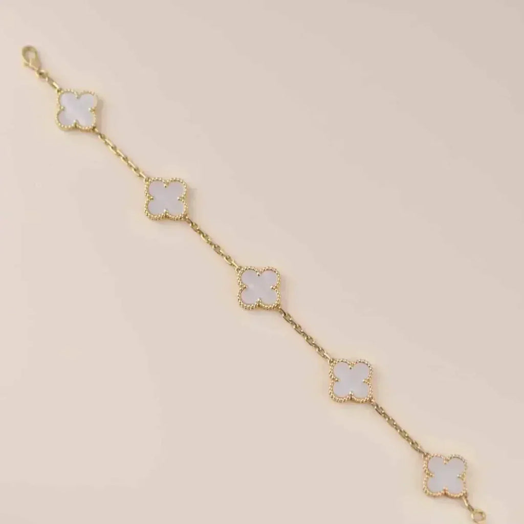 [⭐Shinejoy]CLOVER WHITE PEARL MOP BRACELET 5 MOTIFS COLLECTION