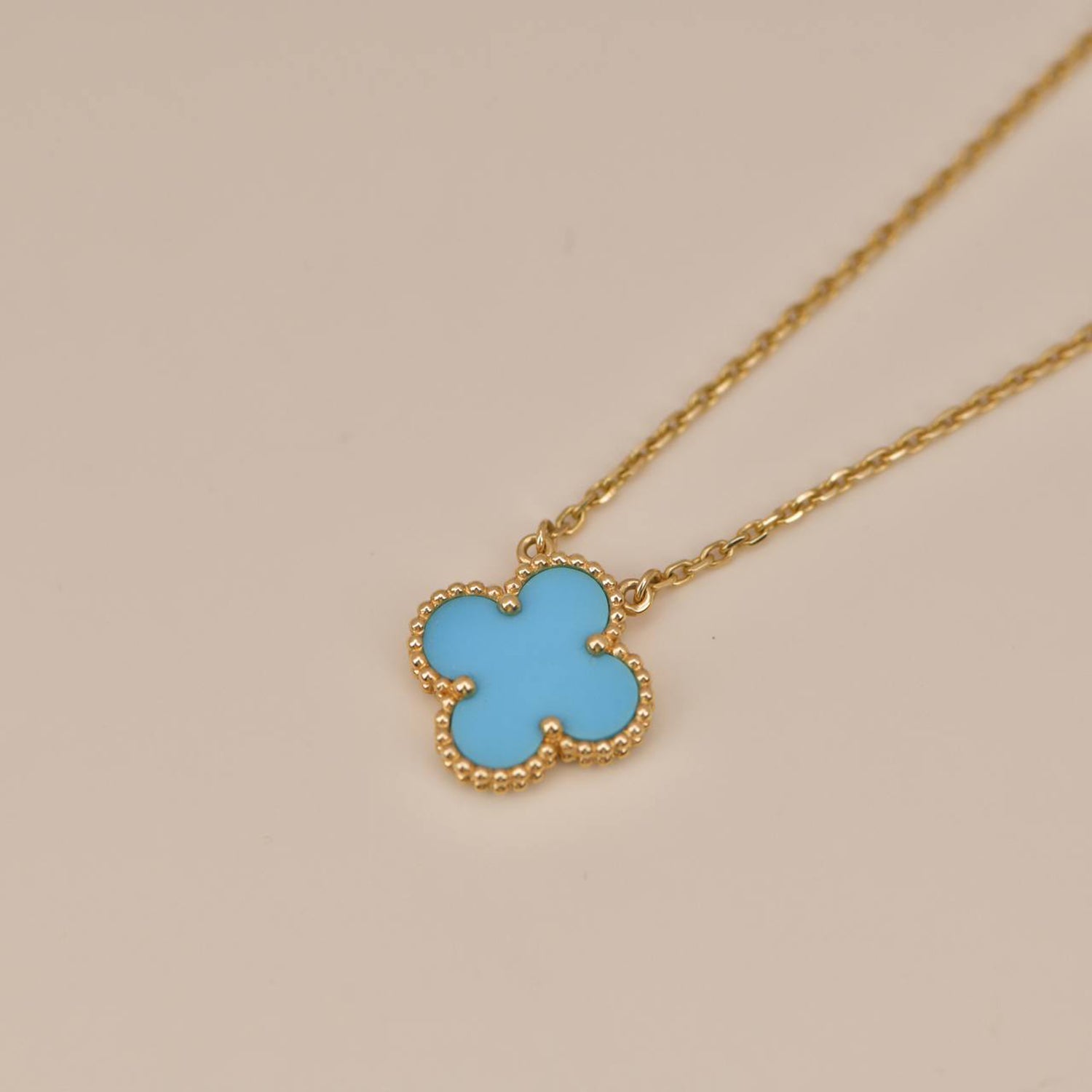 [Marin]CLOVER 15MM VINTAGE TURQUOISE NECKLACE