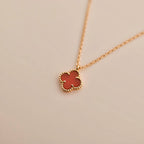 [Marin]CLOVER MINI 9.5MM WHITE CARNELIANS NECKLACE